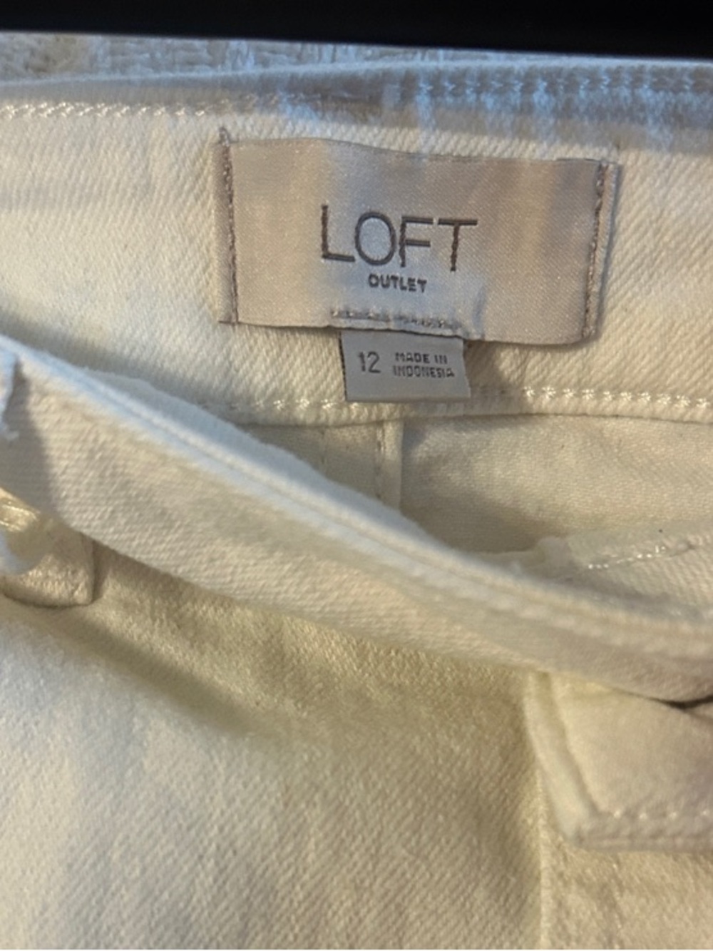 LOFT White Denim Button-Front Midi Skirt, Size 12 - Picture 2 of 5